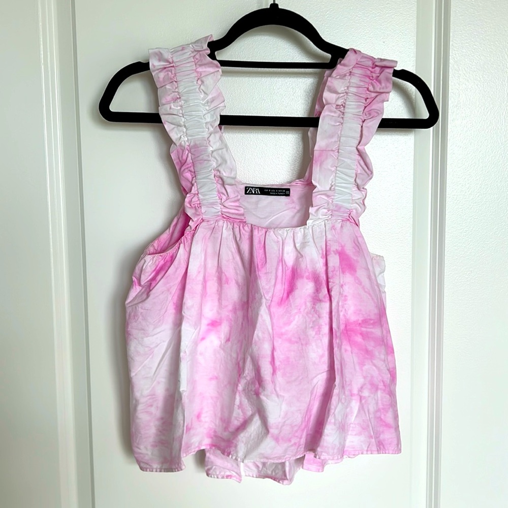 ZARA pink tie-dye top, size S